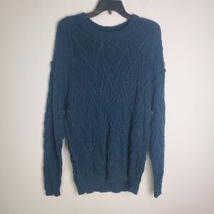 Free People Teal Crew Neck Sweater